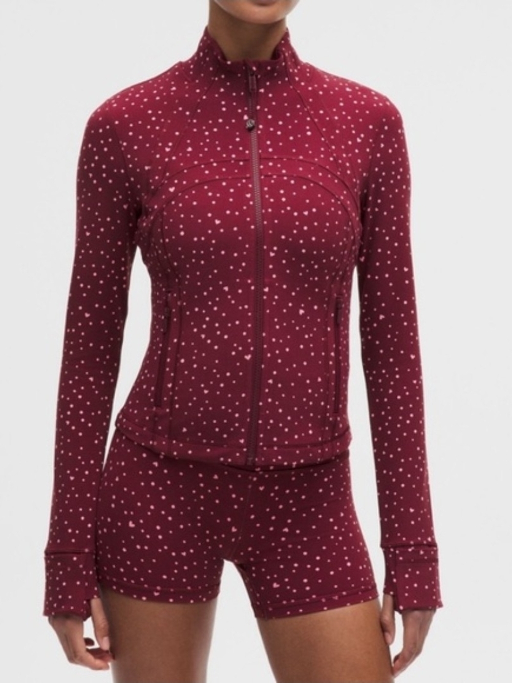 RARE Lululemon NWT Align No Line Heart Scatter Dot Burgundy Bay HR Short 4”